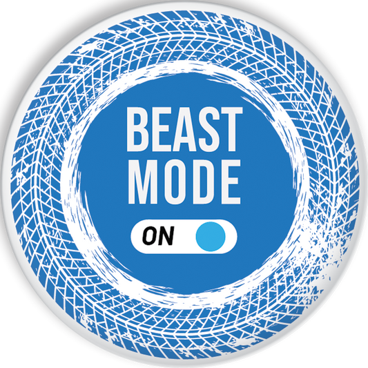 Beast Mode On Button White Badge 58mm