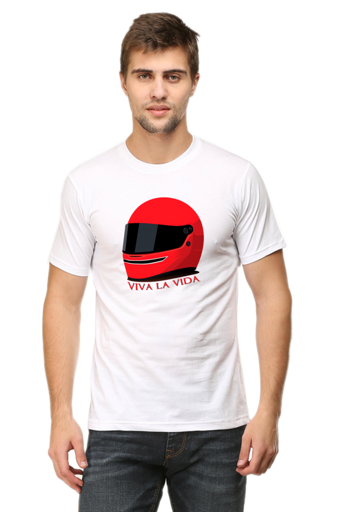 Viva-La-Vida Red Helmet Round Neck T-Shirt Short Sleeve