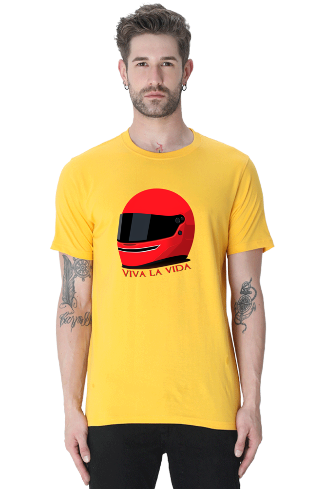 Viva-La-Vida Red Helmet Round Neck T-Shirt Short Sleeve
