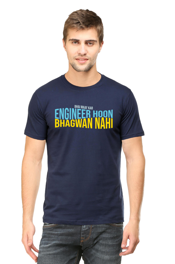 Engineer Hoon Bhagwan Nahi Text Round Neck T-Shirt NAVY BLUE