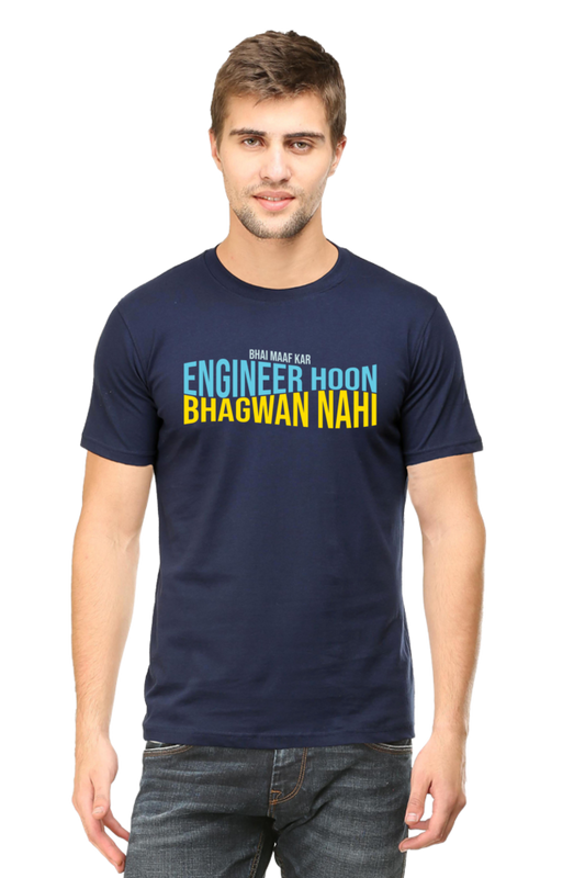 Engineer Hoon Bhagwan Nahi Text Round Neck T-Shirt NAVY BLUE