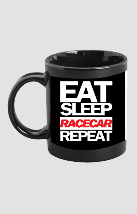 Eat Sleep Racecar Repeat Black Coffee Mug 11 OZ