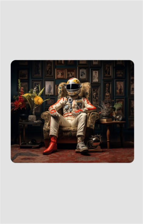 Driver on Couch in Artsy Room Rectangular Mousepad